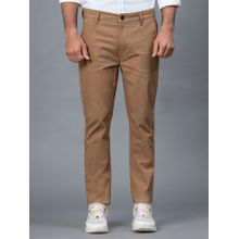 Red Tape Men's Khaki Solid Cotton Spandex Skinny Chinos