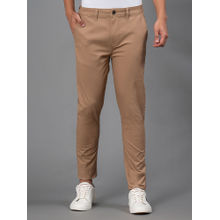 Red Tape Tan Solid Cotton Elastane Mens Skinny Fit Chinos