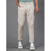 Red Tape Off White Solid Cotton Elastane Mens Relaxed Chinos