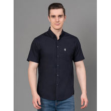 Red Tape Dark Navy Blue Solid Cotton Poplin Mens Half Sleeve Shirt