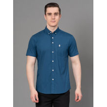 Red Tape Airforce Navy Blue Solid Cotton Poplin Mens Half Sleeve Shirt