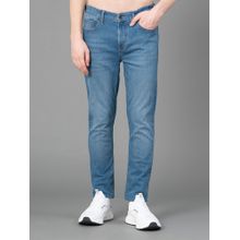 Red Tape Men's Medium Blue Solid Cotton Spandex Regular Fit Jeans
