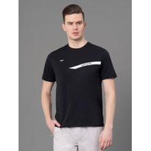 Red Tape Black Polyester Stretch Printed Mens Activewear T-Shirt