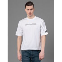 Red Tape White Poly Cotton Printed Mens T-Shirt