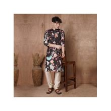 TRYBUY.IN Men Full Sleeves Black Chikankari Kurta with Pant