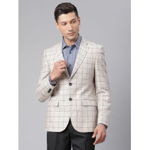 HARSAM Beige Check Notched Lapel Blazer
