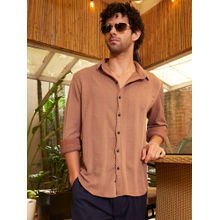 Campus Sutra Men Brown Textured Casual Shirt