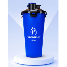 Vector X Dual Shaker/Sipper Bottle with Two Compartment for Storing Different Drinks (700ml)