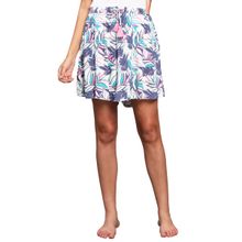 BSTORIES Culottes Shorts For Women-Navy Vibrant Leaf