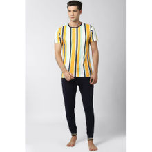 Peter England Men Yellow T Shirt And Joggers (set Of 2)