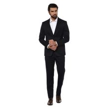 Peter England Navy Blue Solid Two Piece Suit