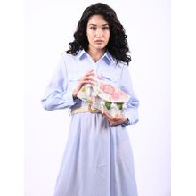 Odette White Polyester Embellished Clutch with Detachable Chain For Women