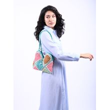 Odette Multi Color Cotton Blend Crochet Hand Bag For Women