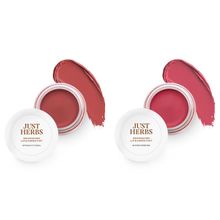 Just Herbs Lip And Cheek Tint Soft Glam Peachy Coral And Pink Forever - Pack of 2