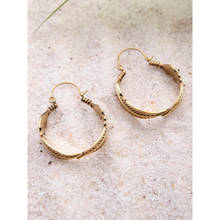 Studio One Love Leafy Melody Gold-Plated Handmade Brass Hoop Earrings