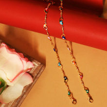 VIRAASI Gold Plated Multicolor Heart Anklets