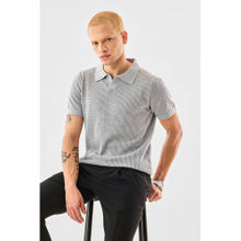 Snitch Men Grey Cotton Half Sleeves Polo T-Shirt
