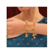 Voylla Green Kashmiri Zoya Ghungroo Kada Bangles (Pack of 2)