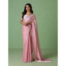 Likha Jimmy Choo Mirror Embellished Baby Pink Saree with Unstitched Blouse LIKPARSAR14