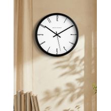 Spaces Unhooked Geometric Line Art Hollow Numeral Silent Sweep Noiseless Wall Clock Black
