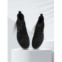 EZOK Black Lace-Up Leather Chukka Boots for Man