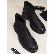 EZOK Black Slip On Leather Chukka Boots for Man