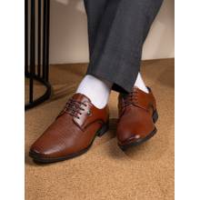 Alberto Torrisi Mens Red Japery Series Tan Textured Leather Lace Derbies - Tan
