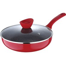 Bergner Bellini Plus Press Alluminium Non Stick Deep Frypan With Lid, 22 Cm, Induction Base, Red