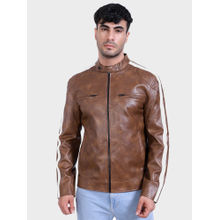 Justanned Dual Toned Striped Leather Jacket