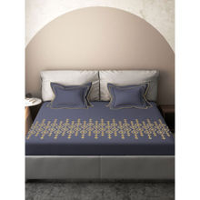 Ddecor Live Beautiful 180 TC Large Embroidered Bedsheet Set - ER23-SLATE BLUE (King)
