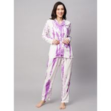 Drape In Vogue Womens Purple Tie And Dye Print Night Suit