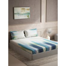 Ddecor Live Beautiful Abstract King 144 TC Bedsheet With 2 Pillow Covers - Blue