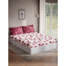 Ddecor Live Beautiful Floral Queen 144 TC Bedsheet With 2 Pillow Covers - Red