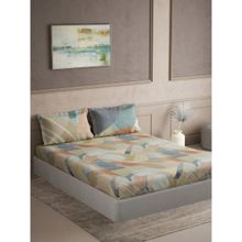 Ddecor Live Beautiful Geometric King 144 TC Bedsheet With 2 Pillow Covers - Green