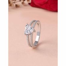 925 Silver 4 Carat American Diamond Heart Ring For Women & Girls