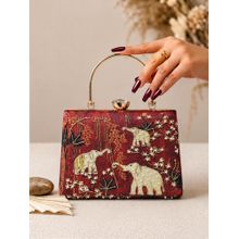 ARTKLIM Crimson Elephant Garden Clutch with Detachable Strap
