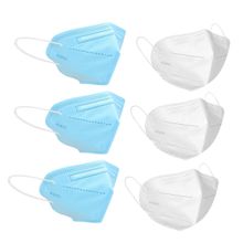 Fabula Pack of 6 KN95/N95 Anti-Pollution Reusable 5 Layer Mask (Blue,White)
