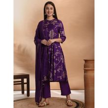 Likha Rayon Gold Printed Gota Lace Work Kurta, Pant & Chiffon Dupatta LIKJJKS013 (Set of 3)