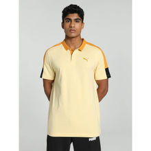 Puma Essentials Shoulder Colorblock Mens Beige Polo T-Shirt