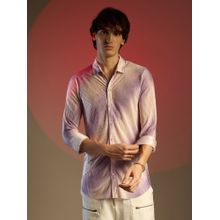 Campus Sutra Men Lavender & Ivory White Ombre Pleated Shirt
