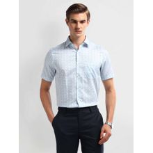 Arrow Blue Cutaway Collar Cotton Half Sleeve Shirt