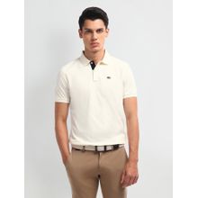 Arrow Sports Off White Pattern Knit Cotton Polo T-Shirt