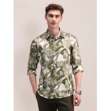 U.S. POLO ASSN. Mens Olive Abstract Shirt