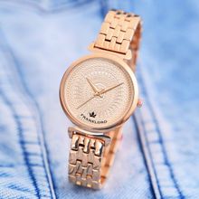 Franklord Maxima Luxuries Series Analog Quartz Rose Gold Dail Watch for Womens (M)