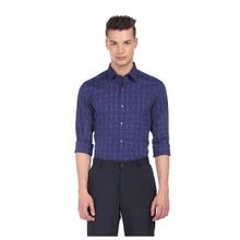 Arrow Newyork Men Blue Spread Collar Manhattan Slim Fit Check Formal Shirt