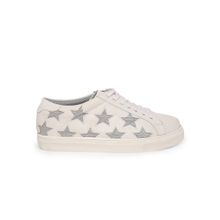 IYKYK by Nykaa Fashion Della White & Metallic Silver Star Sneakers