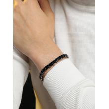 French Accent Men Geometric Stone Tennis Bracelet - Charcoal Black