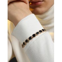 French Accent Men Oval Stone Tennis Bracelet - Charcoal Black