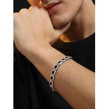 French Accent Men Contrast Enamel Tennis Bracelet - Black & White