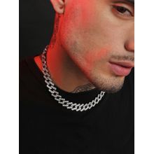 French Accent Men Embellished Criss-Cross Chain Necklace - Silver